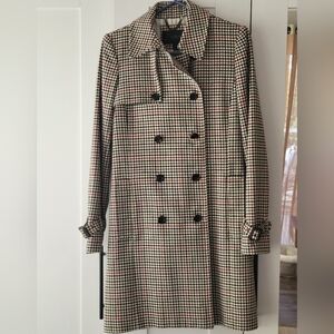 J. Crew Houndstooth Trench Coat Sz2